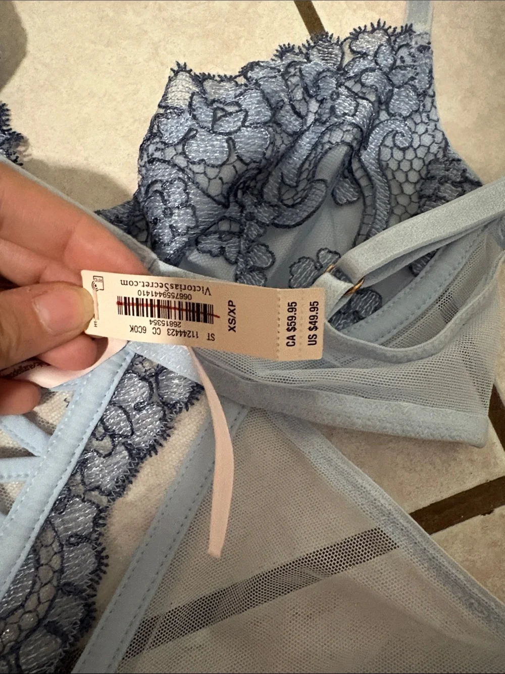 Victoria's Secret Light Blue Lace & Mesh Bodysuit - Picture 2 of 4